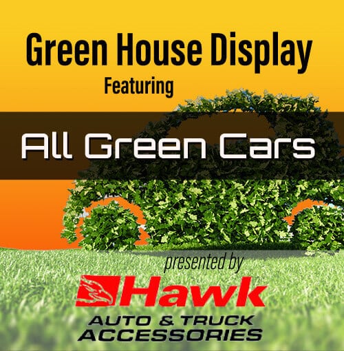 Green House Display Featuring All Green Cars
